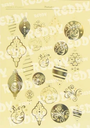Reddy DeLuxe Stanzbogen Weihnachtskugeln creme, gold laminiert
