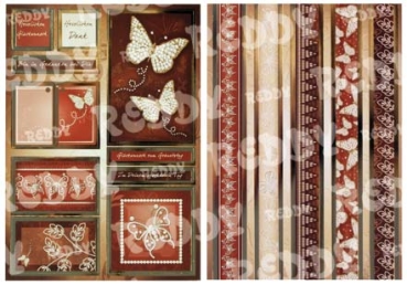 Reddy DeLuxe Stanzbogen gold laminiert, Trail of Jewels + Ränderbogen, braun-beige