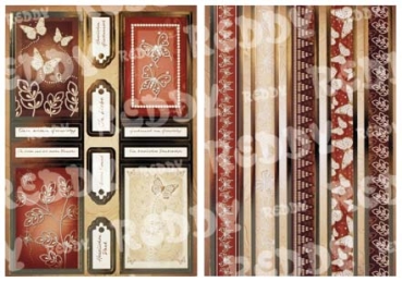 Reddy DeLuxe Stanzbogen gold laminiert, Sparkling Shimmer + Ränderbogen, braun-beige