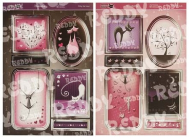 Reddy DeLuxe Stanzbogen für Katzenkarten, Kitty Kat, silber laminiert