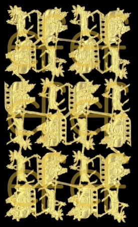 Dresdner Ornamente pro Bogen 12 Weihnachtsmänner mit Schlitten