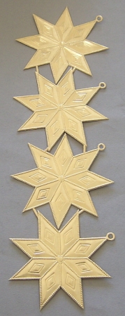 Dresdner Ornamente pro Bogen 4 große Sterne mit Öse, gold zweiseitig