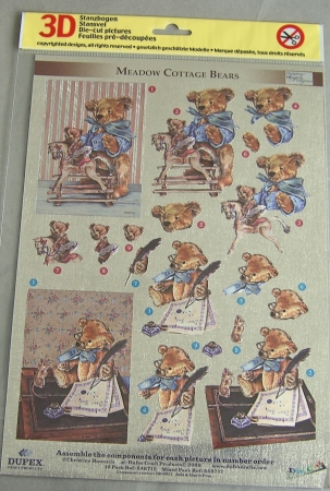 3D Dufex-Stanzbogen Meadow Cottage Bears beim Spielen, beim Schreiben