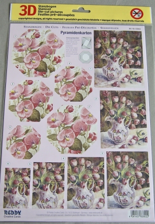 Stanzbogen für Pyramidentechnik Blumen rosé-lachs 2 Stück
