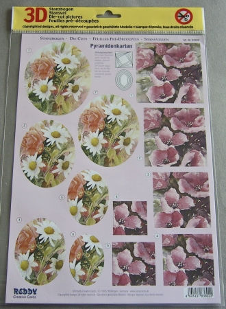 Preview: Stanzbogen für Pyramidentechnik Blumen rosé-lachs 2 Stück