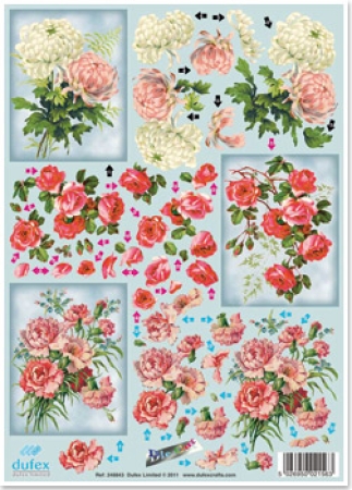 Preview: Reddy Cards Dufex 3 D Stanzbogen Chrysanthemen und Rosen