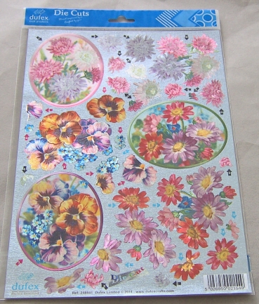 Reddy Cards Dufex 3 D Stanzbogen Chrysanthemen und Veilchen
