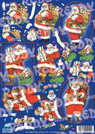 Preview: Reddy Cards Dufex 3 D Stanzbogen Lustige Weihnachtsmänner