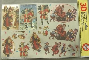 3 D Stanzbogen A 4 Weihnachtsmänner nostalgisch