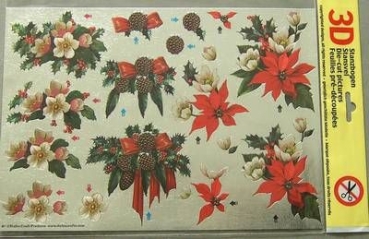 3 D Stanzbogen A 4 Weihnachtsliche Bouquets