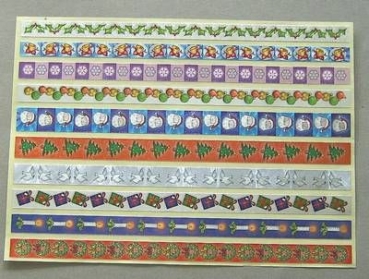 Stickerbogen A4 Ränder und Borten weihnachtlich