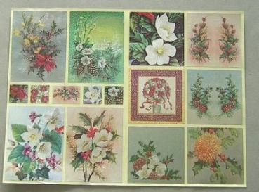 Stickerbogen A4 weihnachtliche Blumenbouquets
