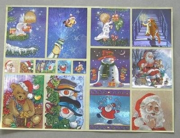 Stickerbogen A4 Weihnachtsteddies und mehr