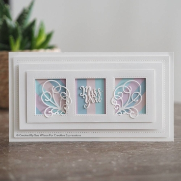 Preview: Creative Expressions Sue Wilson Craft Die Slimline Collection Aperture Trio Stitched Rectangle