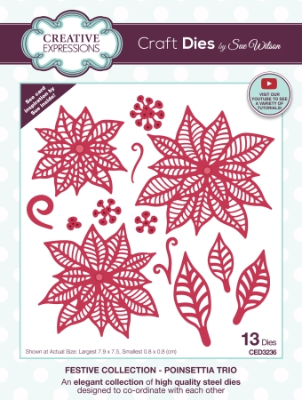 Creative Expressions Sue Wilson Craft Die Festive Poinsetta Trio