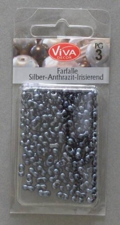 Farfalle Perlen 3,2 x 6,5 mm 17 Gr silber-anthraz irisierend