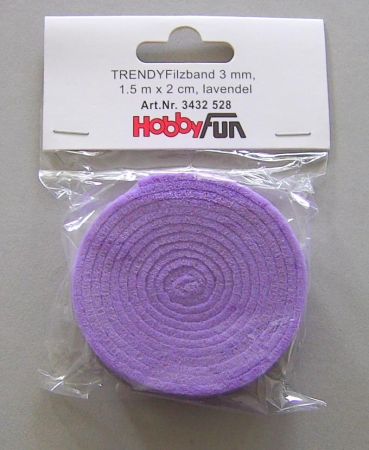 Hobbyfun Filzband 1,5 m x 2 cm x 3 mm lavendel