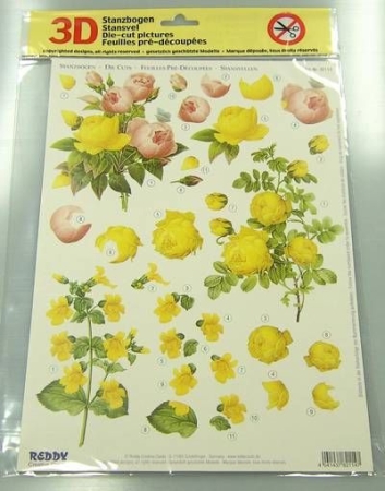 3D Stanzbogen Rosenbund, Heckenrose, Gauklerblume