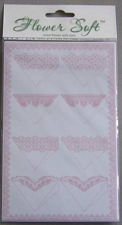 Kartenaufleger Set zu je 8 Blumentütchen und Rahmen rosa