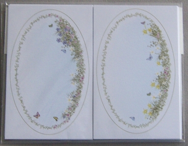 Kartenaufleger 11 x 7 cm 10 Sück oval mit Blumen