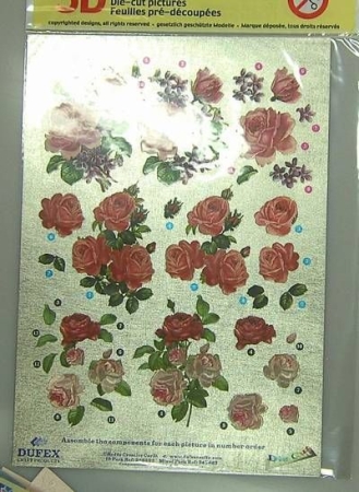 Dufex 3 D Stanzbogen, Rosa-rote Rosen