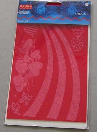 GOLDZACK Flocktransfer Herzen, Totenkopf u.a. rot 20 x 13 cm