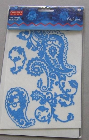 GOLDZACK Flocktransfer Paisleys blau 20 x 13 cm
