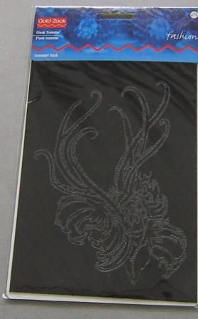 GOLDZACK Flocktransfer Blumenranke schwarz 20 x 13 cm