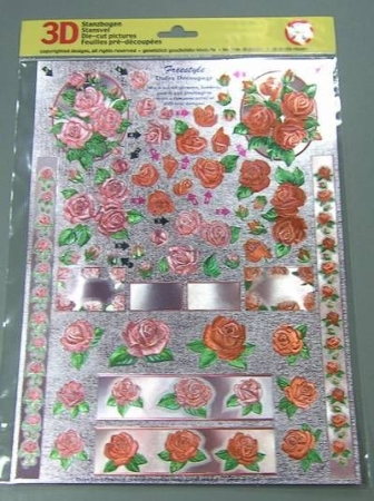 3D Metallgravur Stanzbogen Rosen rot
