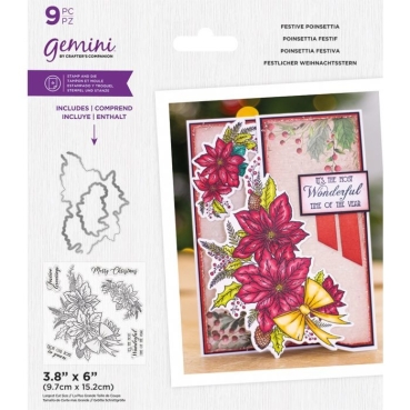 GEMINI Stamp & Die Stempel und Stanzschablone Festive Poinsetta