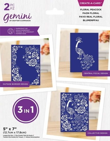 Gemini 3-in1 Create a Card Dies Stanzschablonen Floral Peacock