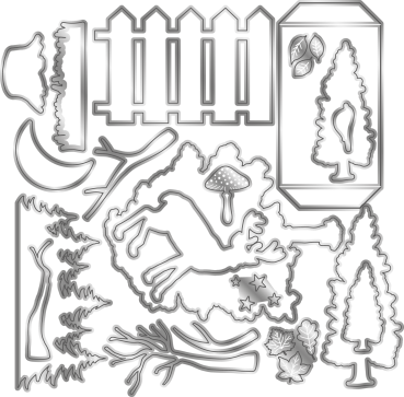 Preview: Gemini 3D Scene Builder Stamp & Die Stempel und Stanzschablone Woodland Beauty