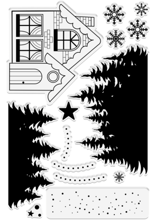 Preview: Gemini Christmas 3D Scene Builder Stamp & Die Stempel und Stanzschablone Christmas Cottage