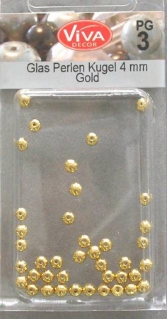 VIVA Decor Glas Perlen Kugeln 4 mm gold 40 Stück