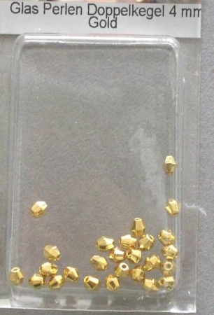 VIVA Glas Perlen Doppelkegel 4 mm 25 Stück gold