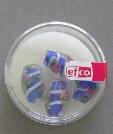 Glasperlen Streifen & Rosen Olive blau