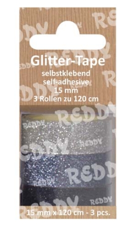 Reddy Cards Glittertape selbstklebend silber, anthrazit, schwarz