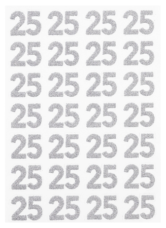 Glitzer-Sticker Jubiläumszahl 25 silber