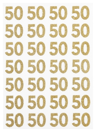 Glitzer-Sticker Jubiläumszahl 50 gold