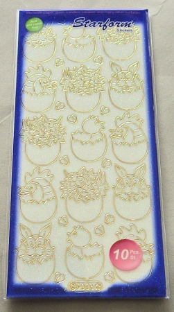 Le Suh Transparent Glitzer / Flitter Huhn Hase Küken, Ei Gold