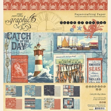 Graphic 45 Catch of the Day 8 x 8 inch Paper Pad