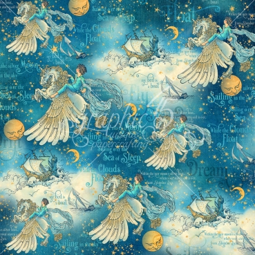 Preview: Graphic 45 Unicorn Fantasy 12 x 12 Inch Paper Doppelseitig bedruckter Bogen in 30,5 x 30,5 cm