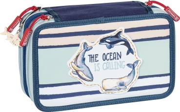 Preview: BRUNNEN Schüler-Etui 3 Reißverschlüsse Happy Ocean