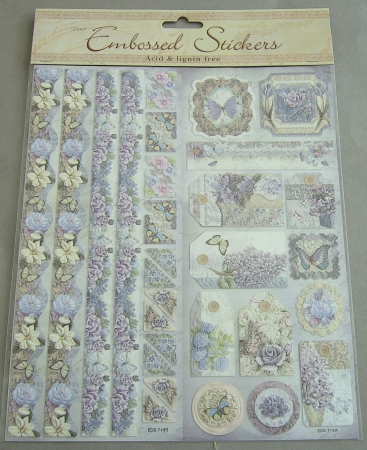 Le Suh Geprägte Sticker Schmetterling Blumen blau