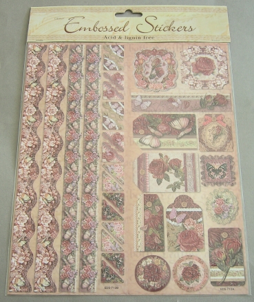 Le Suh Geprägte Sticker Schmetterling Blumen rosa