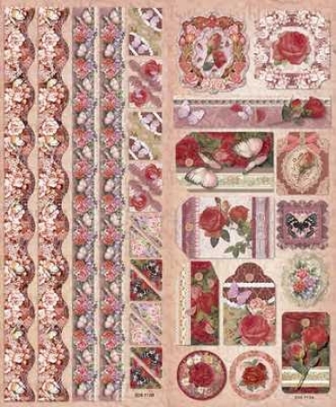 Preview: Le Suh Geprägte Sticker Schmetterling Blumen rosa