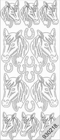 Preview: Stickerbogen 10 x 23 cm Pferde schwarz