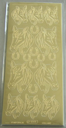 Stickerbogen 10 x 23 cm Pferde gold