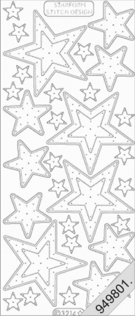 Preview: Stickerbogen 10 x 23 cm Flitter transparent Sterne Gold