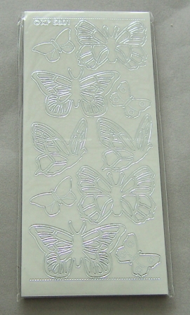Stickerbogen 10 x 23 cm Schmetterlinge Transparent Silber